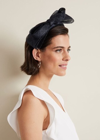 Phase Eight Bow Padded Hats Navy Canada | KNVOJE-219